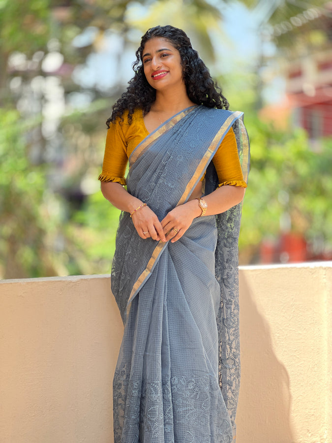 Grey Handloom Kota Saree | RK244