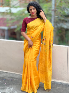 Kathan Silk Saree with Hand Embroidery | AB257