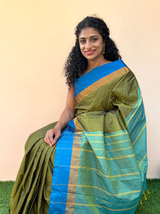 Olive Green Semi Silk Saree | KKP168
