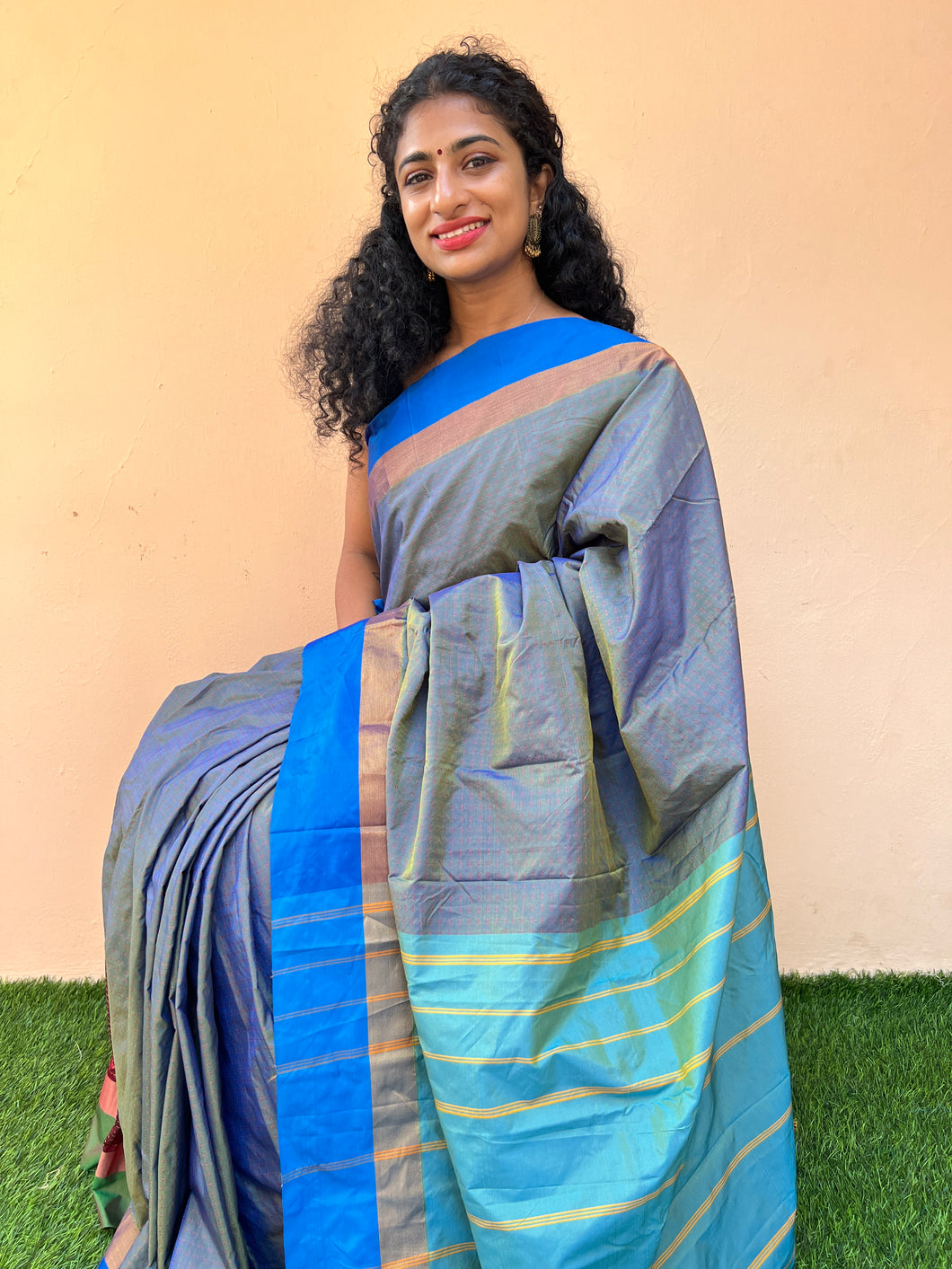 Blue Weaved Pattern Semi Silk Saree | KKP166