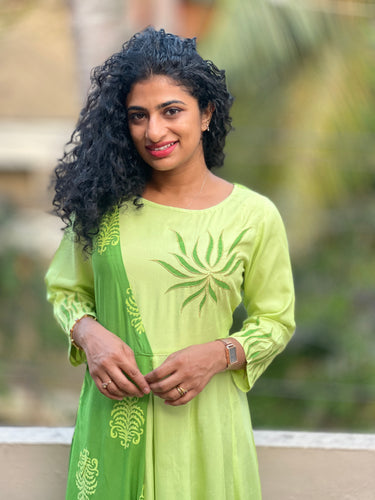 Light green color long kurtha | CS110