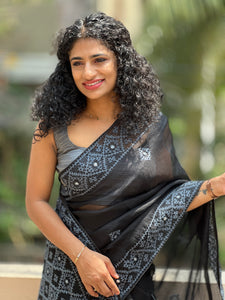 Black Kutch Work Embroidery Saree | SBS459