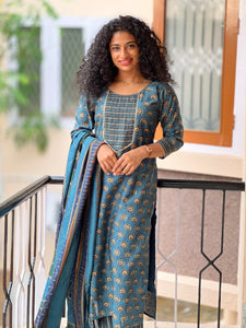 Pochampalli inspired Kurta Set With Dupatta | SV123