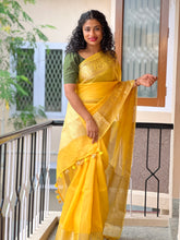 Banarasi Bordered Saree With Tassels | TH105