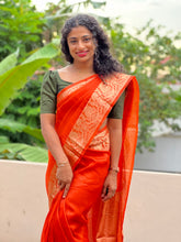 Banarasi Bordered Saree With Tassels | TH105