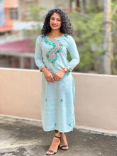 Hand Embroidered Slub Cotton Kurta |  OS212