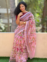 Pink  Check Kota Saree With Silver Zari Border | RK255