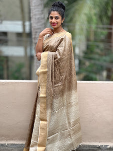 Jhal Pattern Embroidered Desi Tussar Sarees | ACT783