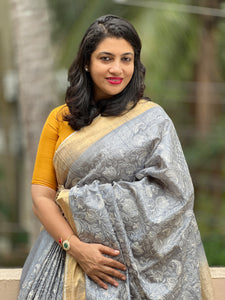 Jhal Pattern Embroidered Desi Tussar Sarees | ACT783