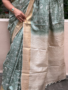 Jhal Pattern Embroidered Desi Tussar Sarees | ACT783