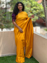 Golden Yellow Jacquard Weaved Semi Silk Saree | SHT103