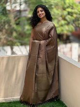 Olive brown colour soft silk kanchipuram saree | AJ346