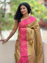 Olive Green Zari Weaved Semi Silk Saree | KKP138
