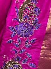 Magenta Silk Cutwork Embroidery Saree  | AH172