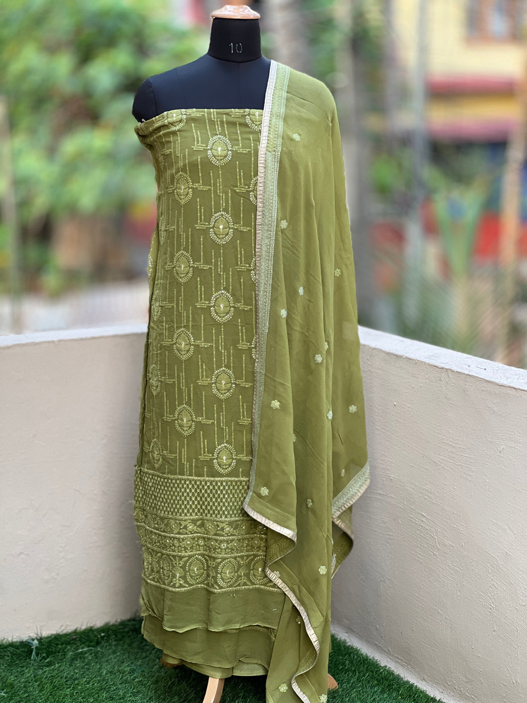 Green color embroidery georgette salwar set | AC144