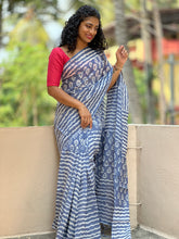 Grey Batik Printed Viscous Organza Saree | AV170