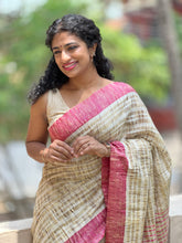 Stripe Patterned Jute Finished Saree | NHH118