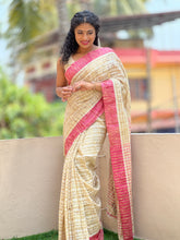 Stripe Patterned Jute Finished Saree | NHH118