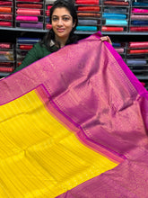 Yellow Color Magenta Pink Combination Kanchipuram Saree | AK153