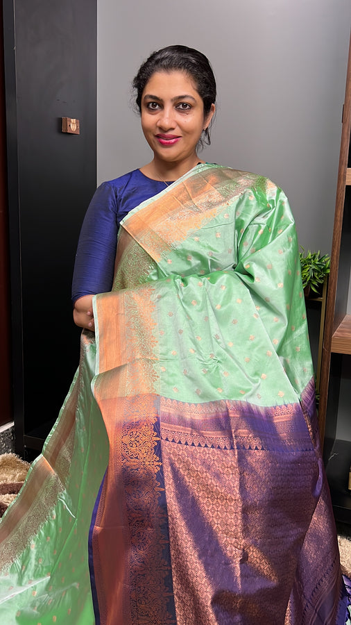 Teal Colour Semi Silk Saree | SRS116