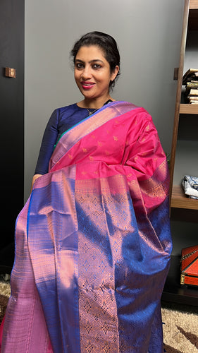 Magenta Pink Semi Silk Saree | SRS125