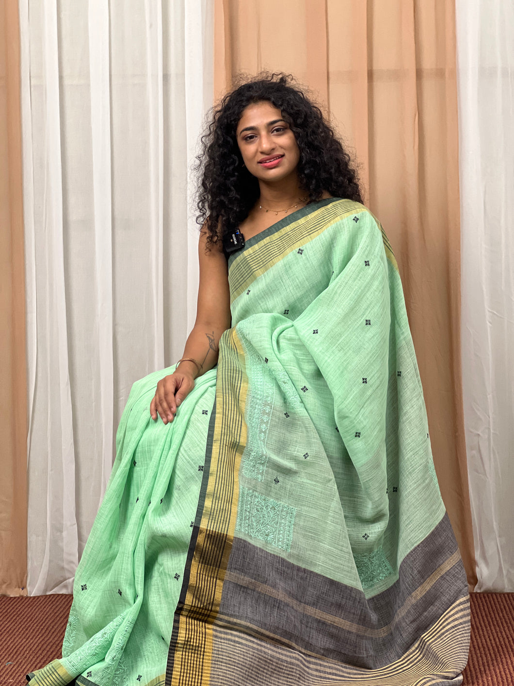 Bhagalpuri Linen Embroidery Saree | RP132