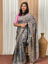 Floral Screen Print with Hand Kantha Worked Tussar Saree | ARS191