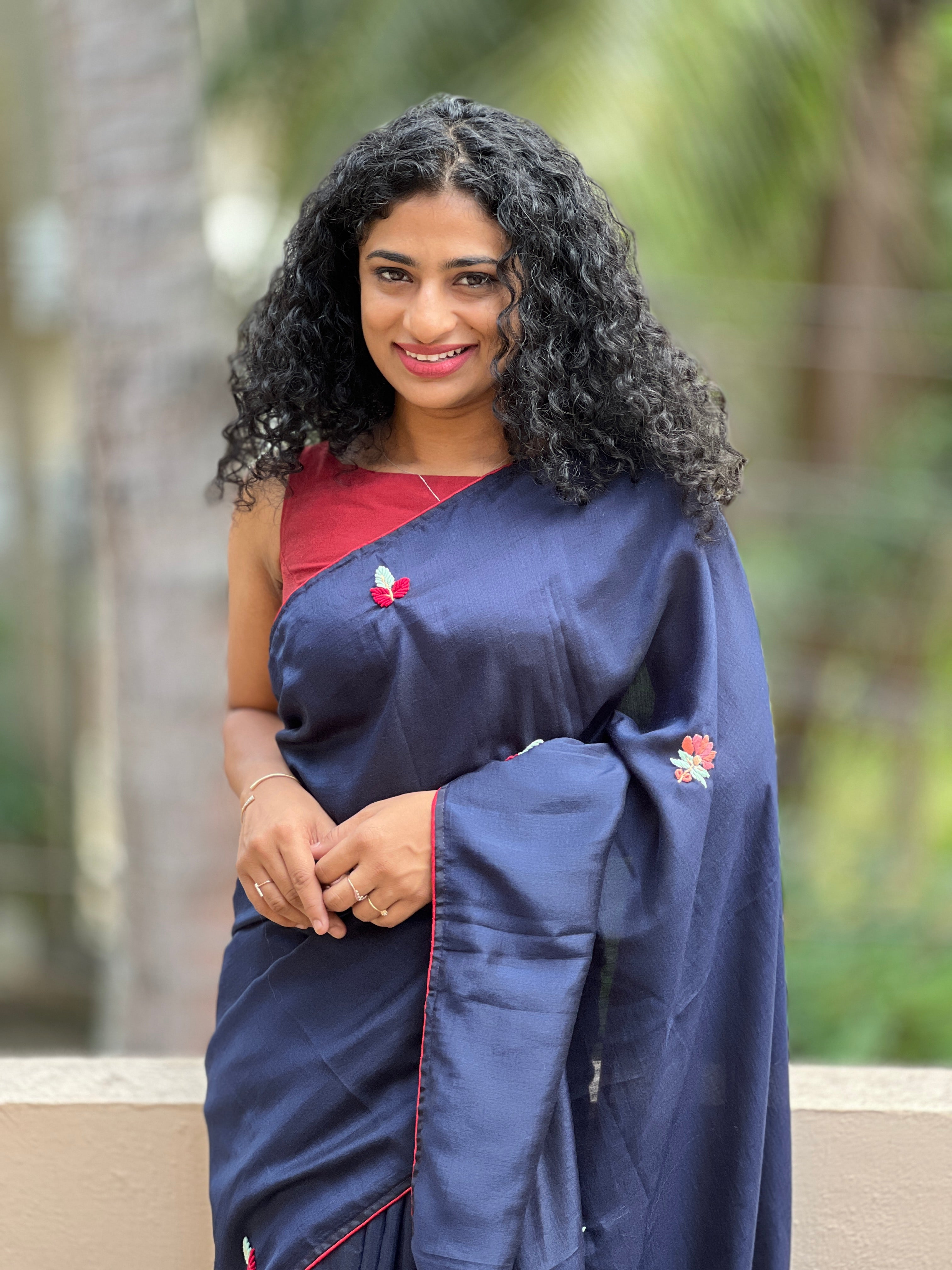 Hand Embroidered Dola Silk Saree | ARS179