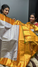 Gray and Yellow Color Traditional Soft Silk Kanchipuram Saree | AK123