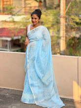 Multishaded Linen Sarees with Point Embroidery | OS133