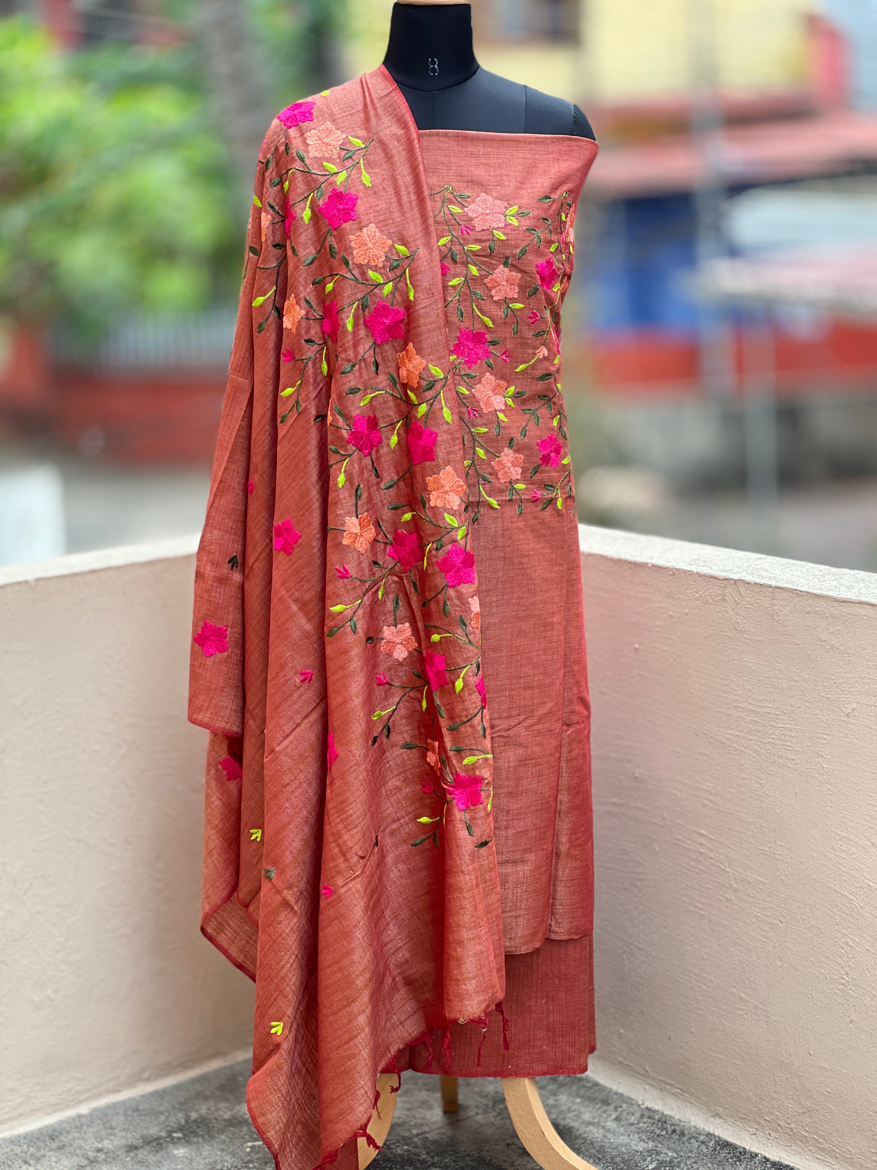 Embroidered Bhagalpuri Linen Salwar Set | NHH119