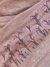 Computerized Machine Embroidery Pattern Linen Saree | JCL742