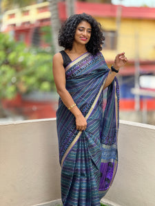 Block Printed Semi Organza Saree | ACT900