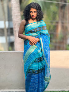 Block Printed Semi Organza Saree | ACT898