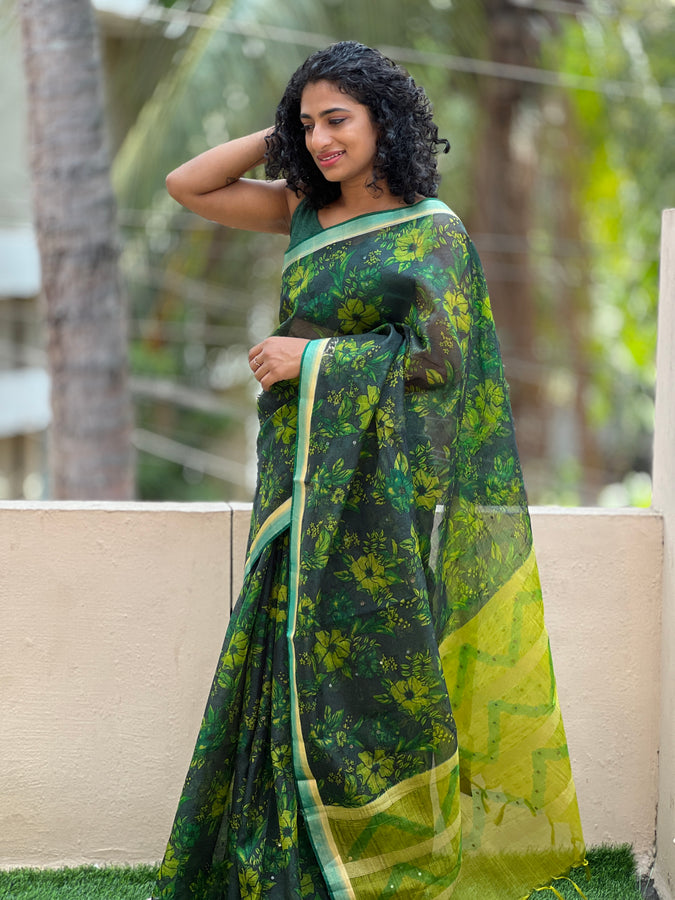 Floral Printed  Organza Saree | ACT915