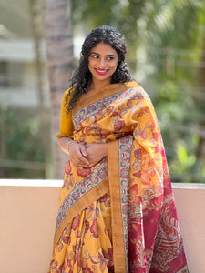 Digital Printed Semi Silk Saree with Kalamkari Design | JCL642