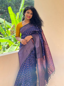 Semi Silk Sarees with Antique Copper Weave Pattern | KT202