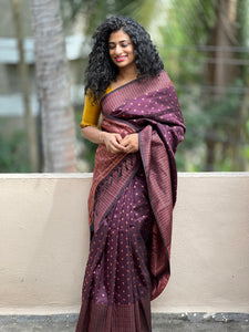 Semi Silk Sarees with Antique Copper Weave Pattern | KT188