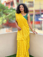 Yellow Lucknowi Embroidered Georgette Saree | ARS328