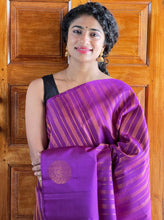 Purple Copper Zari Weaved Kanchipuram Saree | CV232