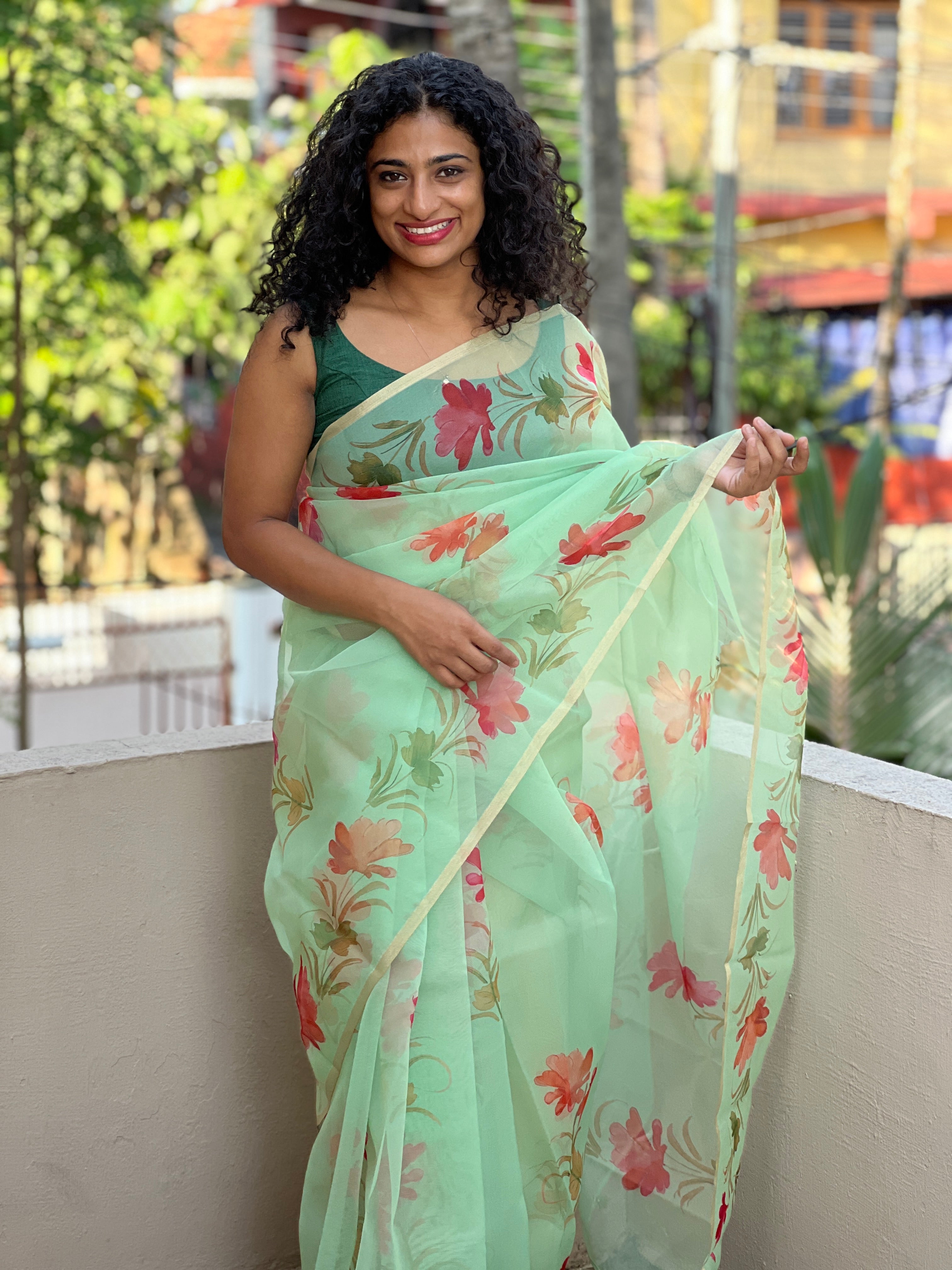 Digital Printed Semi Organza Sarees | JCL587