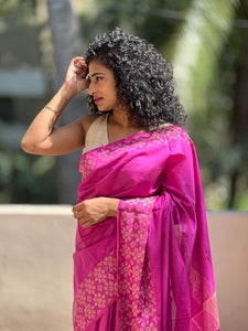Staple cotton saree with weave patterns | AN107