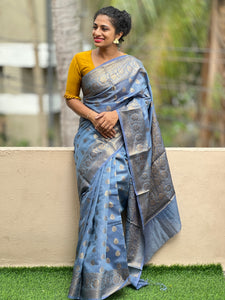 Banarasi Weave Patterned Bhagalpuri Linen Saree | SK145