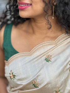 Point Embroidery Dola Silk Saree | RP233