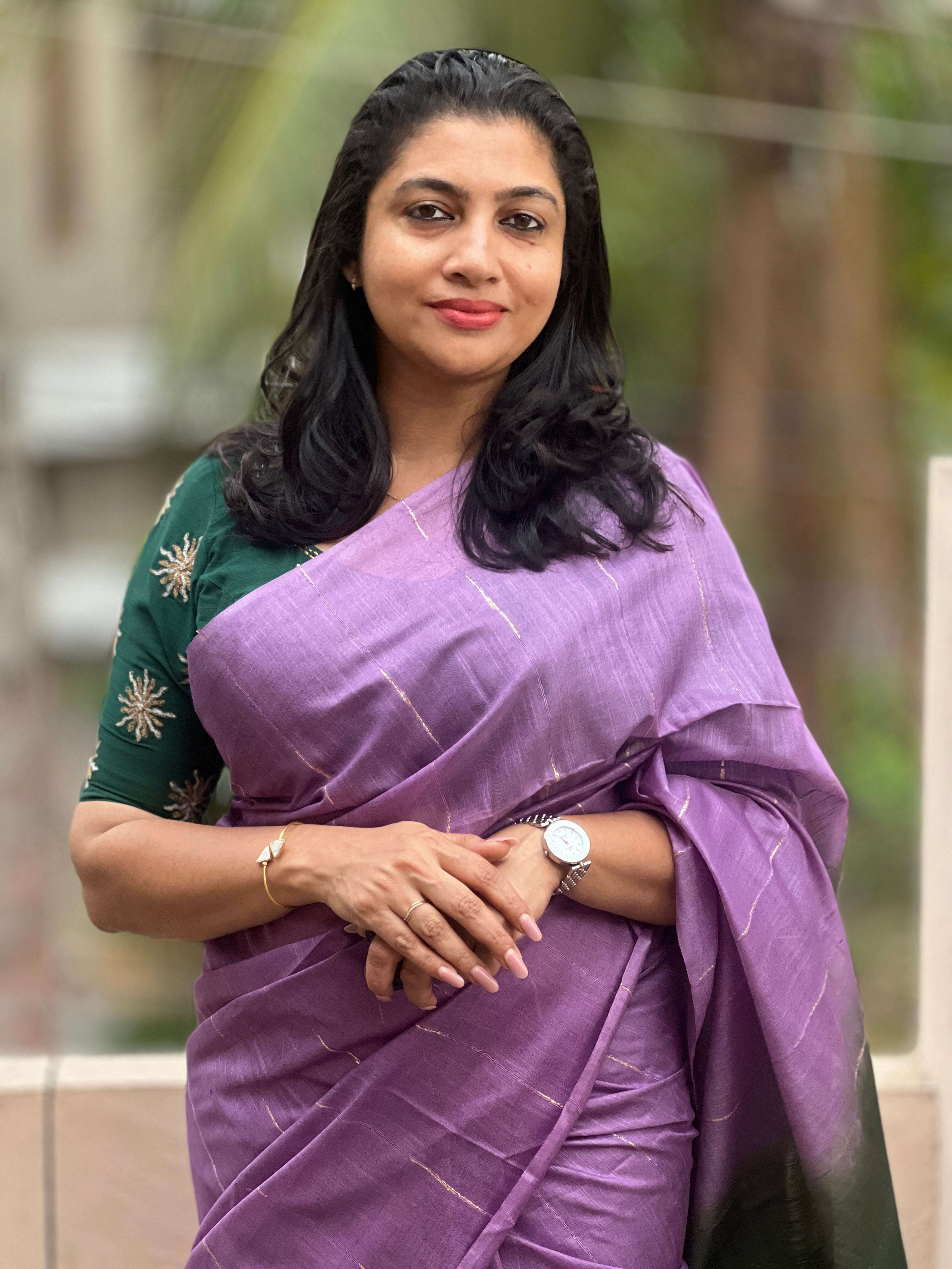Lavender Tussar Finished Bhagalpuri Slub Saree | DLS115