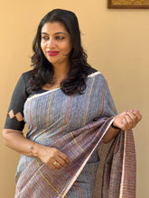Kantha Weave Patterned Pure Linen Sarees | SK101