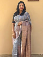 Kantha Weave Patterned Pure Linen Sarees | SK101