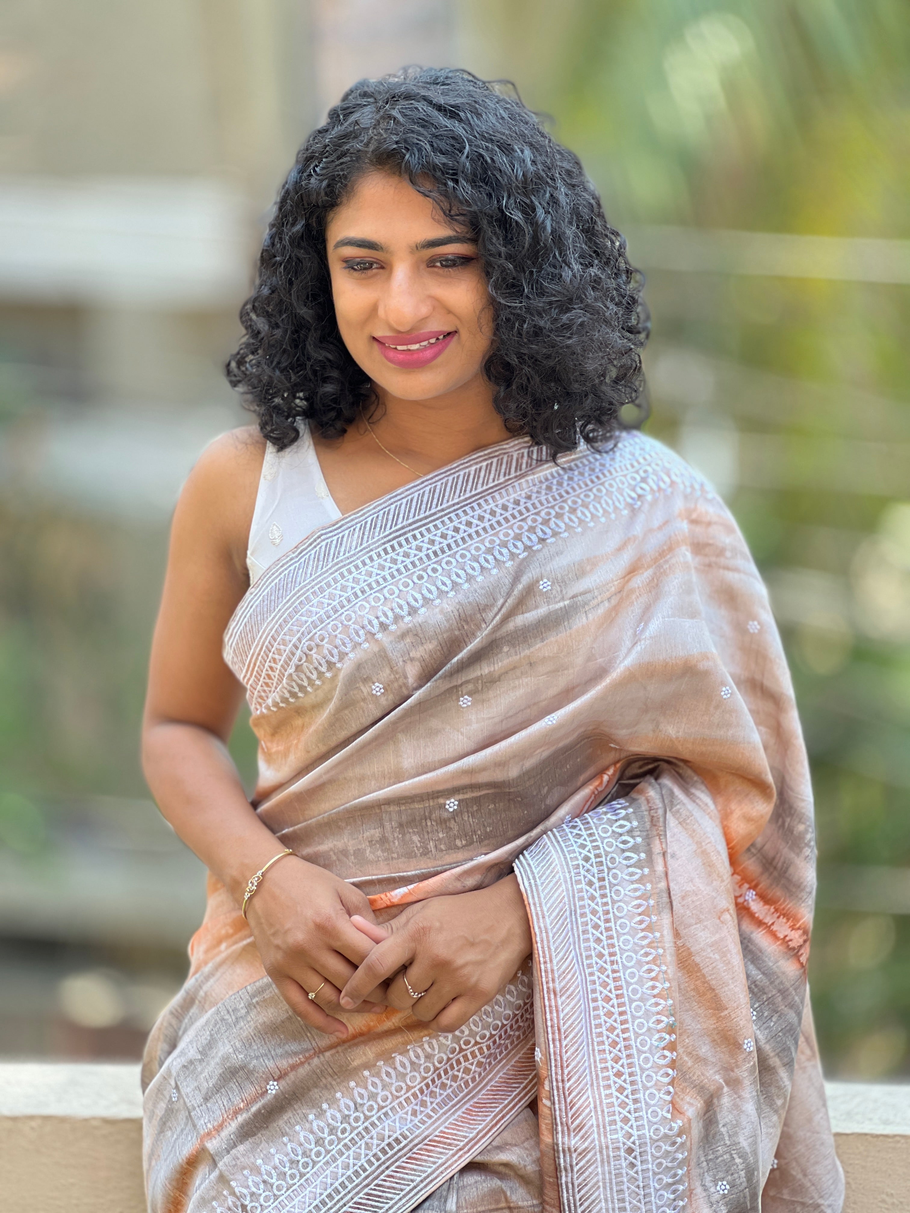 Tussar Finished Digital Printed Semi Silk Sarees | RP293