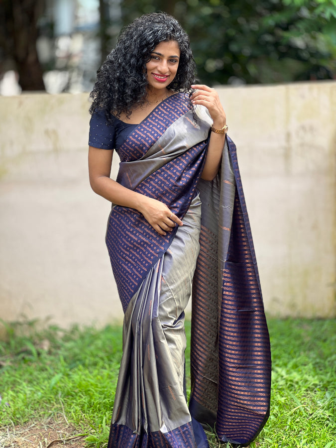 Semi Silk Saree With Weave Patterns | Ready to Wear | KT185