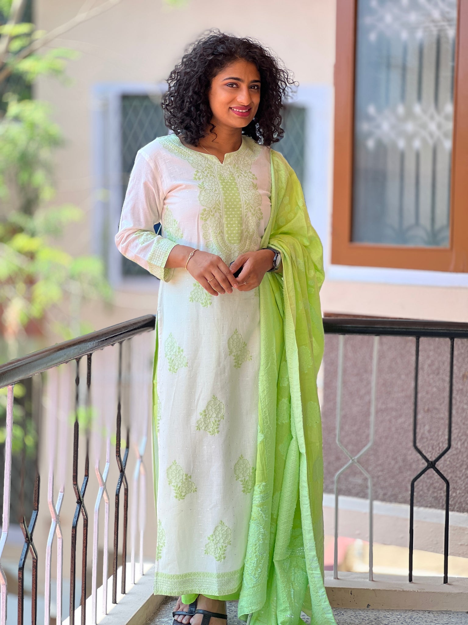 Green Color Kurti With White Plazo For Women  KurtiPlazo For Casual Look